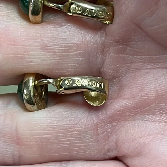 Avon Vintage Green Round Stone Clip On Earrings - Picture 6 of 9